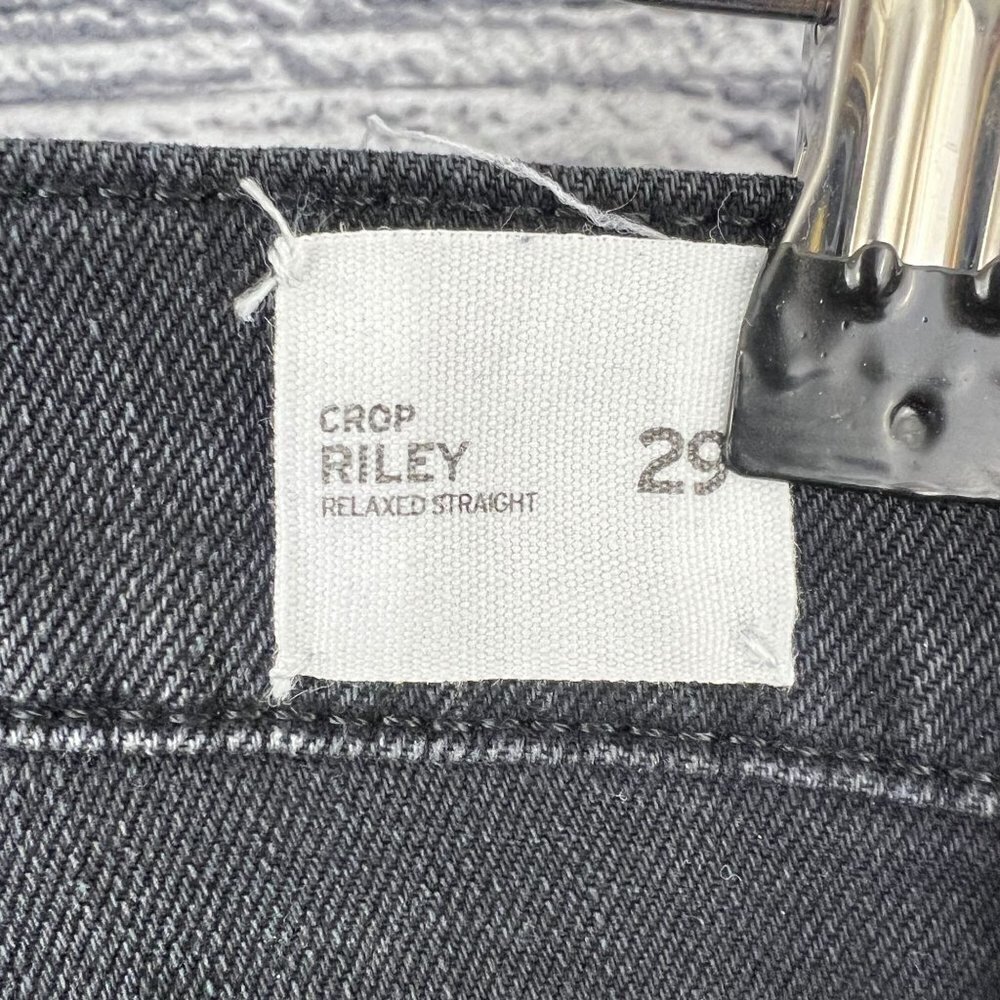 Hudson Riley Crop Jeans Womens 29 Black Relaxed Straight Stars Button Fly - Picture 7 of 11